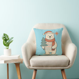 Cute Christmas Polar Bear Scandinavian Winter  Kudde