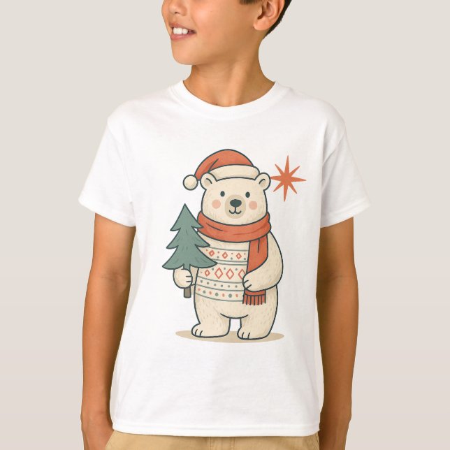 Cute Christmas Polar Bear | Scandinavian Winter  T Shirt (Framsida)