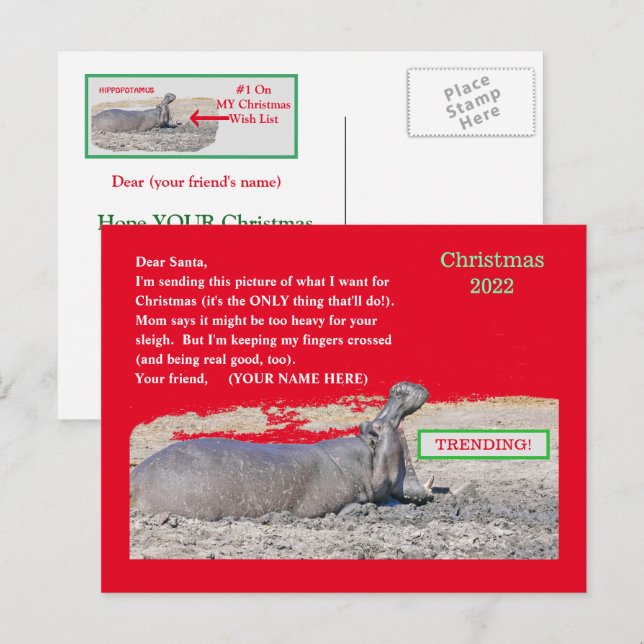 CUTE CHRISTMAS POSTCARD/ ALL JAG VILL HA CHRISTMAS HELG VYKORT (Fram/baksida)