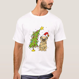 Cute Christmas Pug Wrapped in Holiday Lights T Shirt