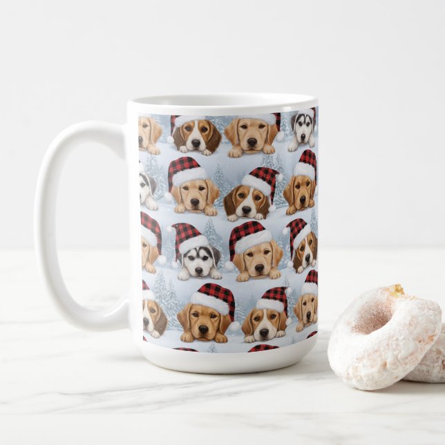 Cute Christmas Puppies Kaffemugg (Med munk)