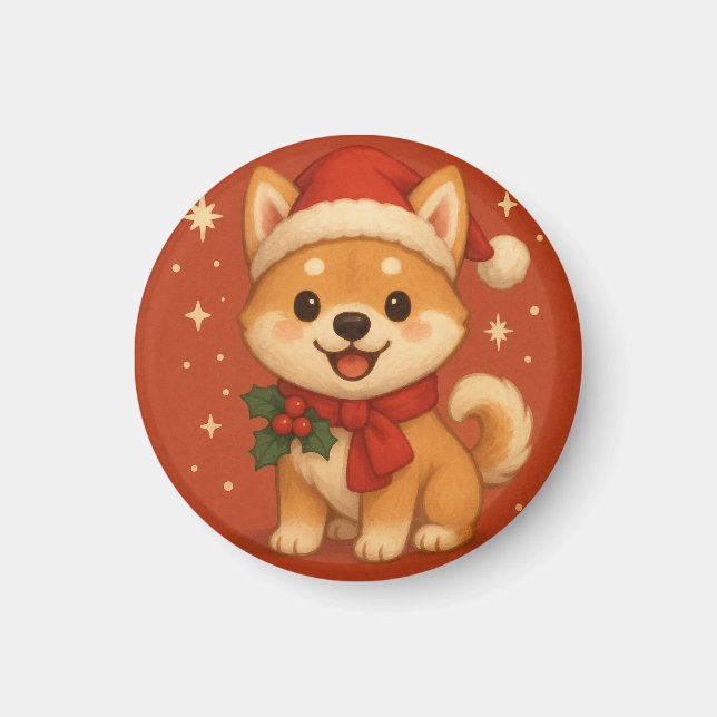 Cute Christmas Puppy Magnet (Framsidan)