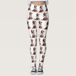 Cute Christmas Puppy on Gift Box Leggings