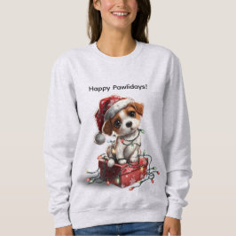 Cute Christmas Puppy on Gift Box T Shirt