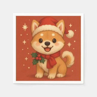 Cute Christmas puppy Pappersservett