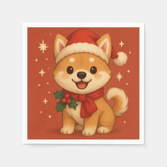 Cute Christmas puppy Pappersservett (Framsidan)