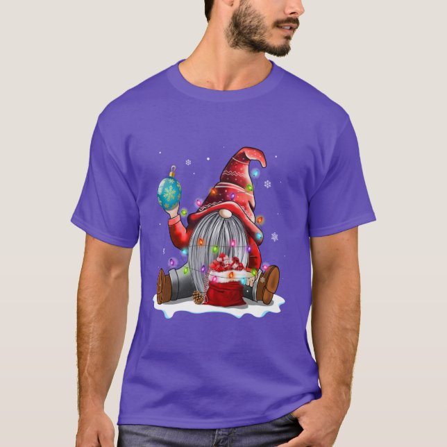 Cute Christmas Red Gnome Santa Light Shirt Gnomes  T Shirt (Framsida)