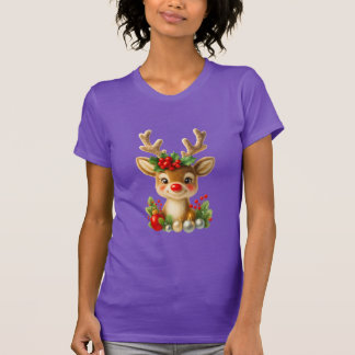 Cute Christmas Reindeer 3D Illustration | Holiday  T Shirt