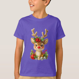 Cute Christmas Reindeer 3D Illustration | Holiday  T Shirt