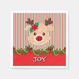 Cute Christmas Reindeer Custom Paper Pappersservett
