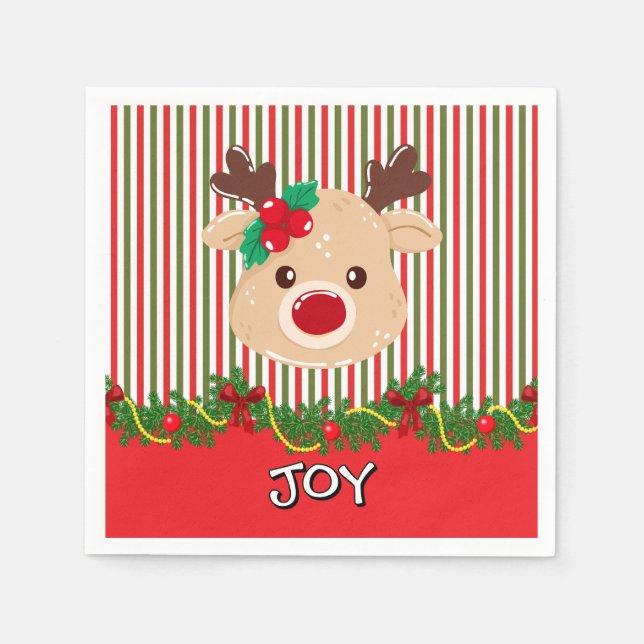 Cute Christmas Reindeer Custom Paper Pappersservett (Framsidan)