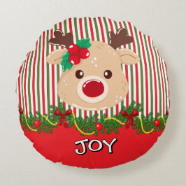 Cute Christmas Reindeer Custom Rund Kudde