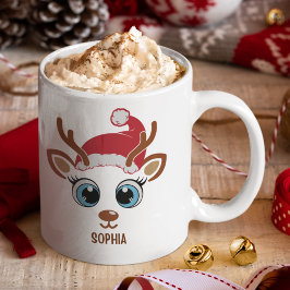 Cute Christmas reindeer face for her Kaffemugg
