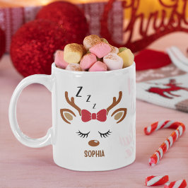 Cute Christmas reindeer face Kaffemugg