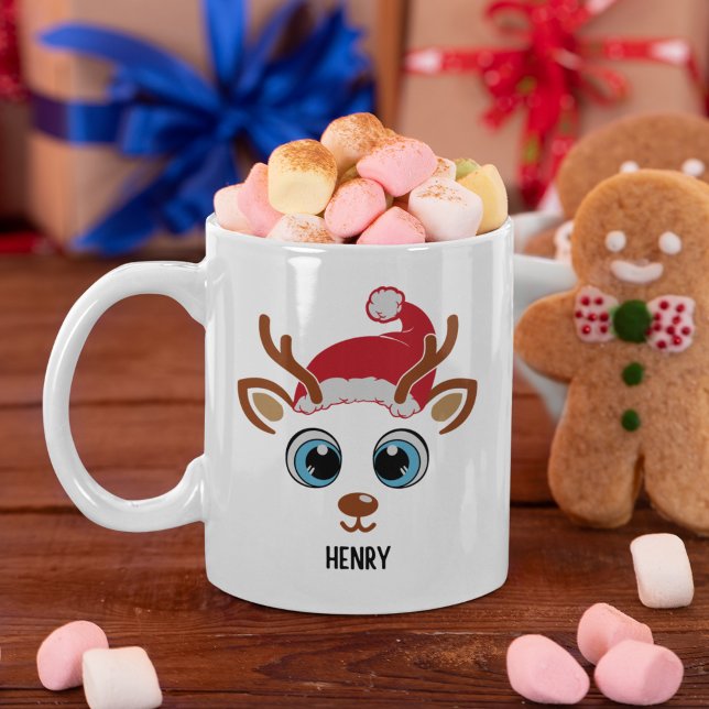 Cute Christmas reindeer face  Kaffemugg (Skapare uppladdad)