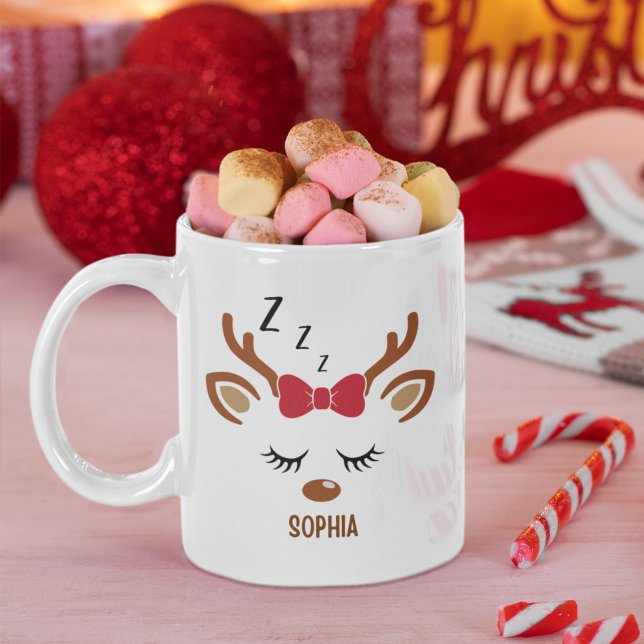 Cute Christmas reindeer face Kaffemugg (Skapare uppladdad)