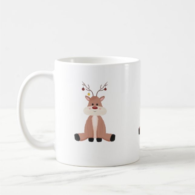 Cute Christmas Reindeer Kaffemugg (Vänster)
