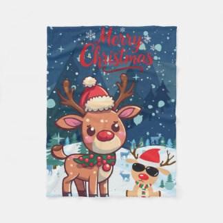 Cute Christmas Reindeer Kids Blanket Fleecefilt