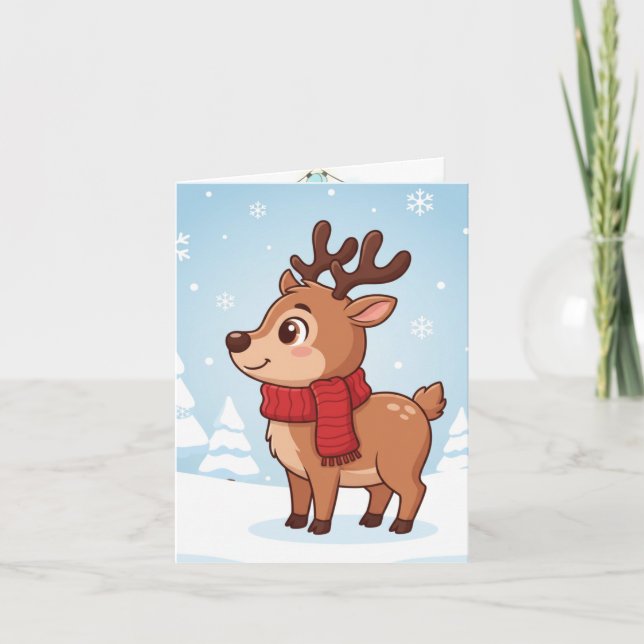 Cute Christmas Reindeer Kort (Framsida)