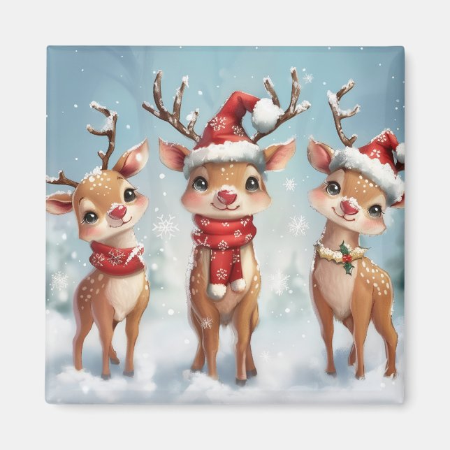 Cute Christmas Reindeer Magnet (Framsidan)