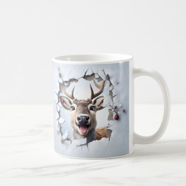 Cute Christmas Reindeer Mug | Cozy Winter Mug  Kaffemugg (Höger)