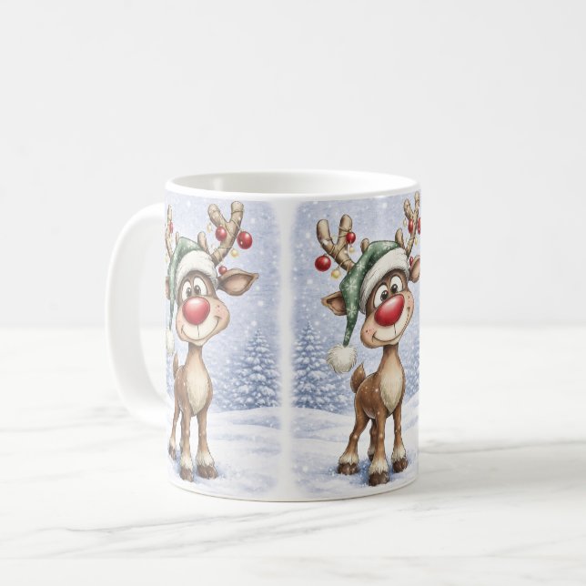 Cute Christmas Reindeer Mug Kaffemugg (Framsida vänster)