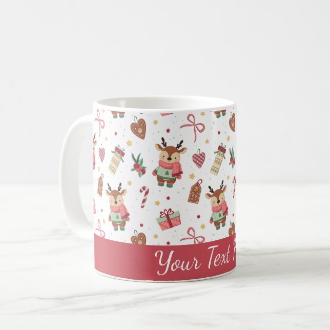 Cute Christmas Reindeer Personalized Mug Kaffemugg (Framsida vänster)