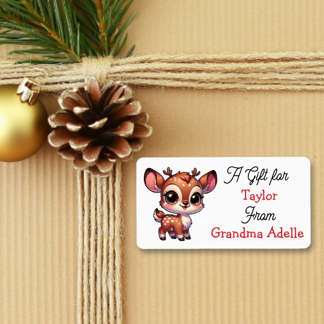 Cute Christmas Reindeer Personalized to and from Adressetikett (Skapare uppladdad)