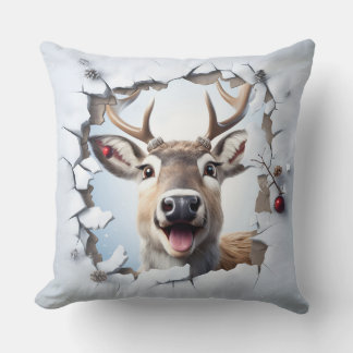 Cute Christmas Reindeer Throw Pillow Kudde