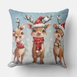Cute Christmas Reindeer Throw Pillow Kudde
