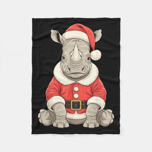 Cute Christmas Rhino Santa Safari Animal  Fleecefilt (Framsidan)