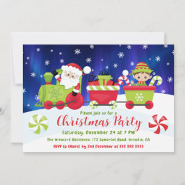 Cute Christmas Santa and Elf Train Inbjudningar