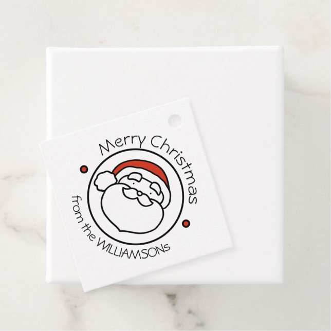 Cute Christmas Santa Claus with Red Hat Gåvor Etiketter (På plats)