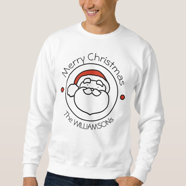 Cute Christmas Santa Claus with Red Hat Lång Ärmad Tröja (Framsida)