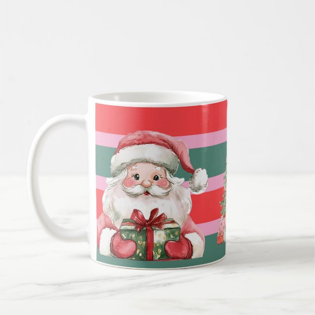 Cute Christmas Santa Snowman Tree Kaffemugg (Vänster)