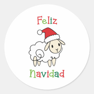 Cute Christmas Sheep – Feliz Navidad Runt Klistermärke