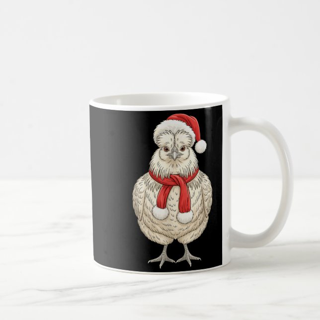Cute Christmas Silkie Chicken Santa Farm Animal  Kaffemugg (Höger)