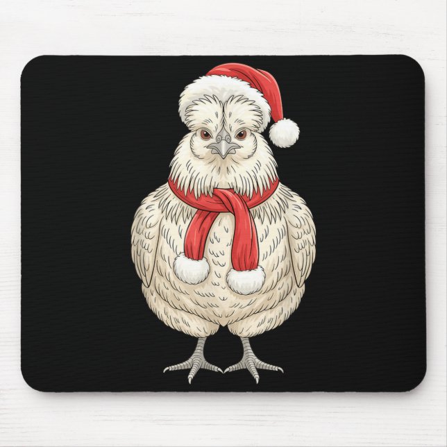 Cute Christmas Silkie Chicken Santa Farm Animal  Musmatta (Framsidan)