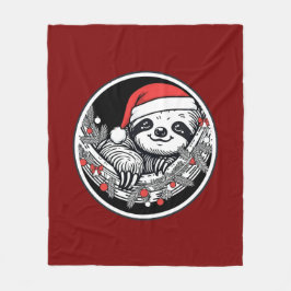 Cute Christmas Sloth Blanket Fleecefilt