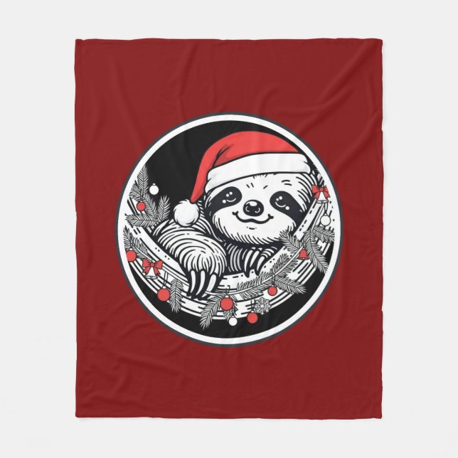 Cute Christmas Sloth Blanket Fleecefilt (Framsidan)
