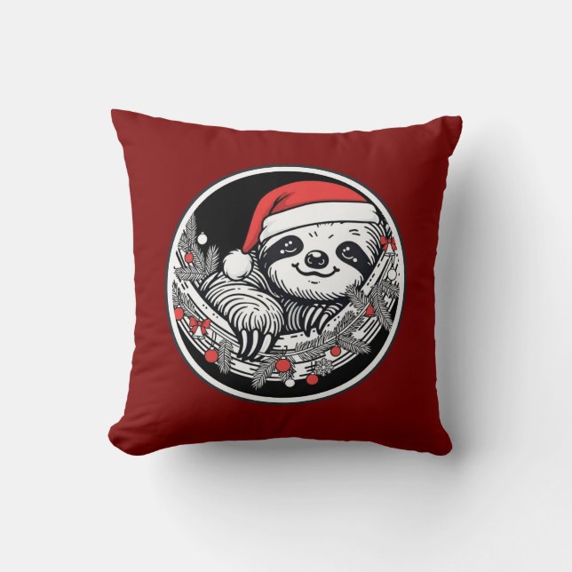 Cute Christmas Sloth Pillow Kudde (Framsida)
