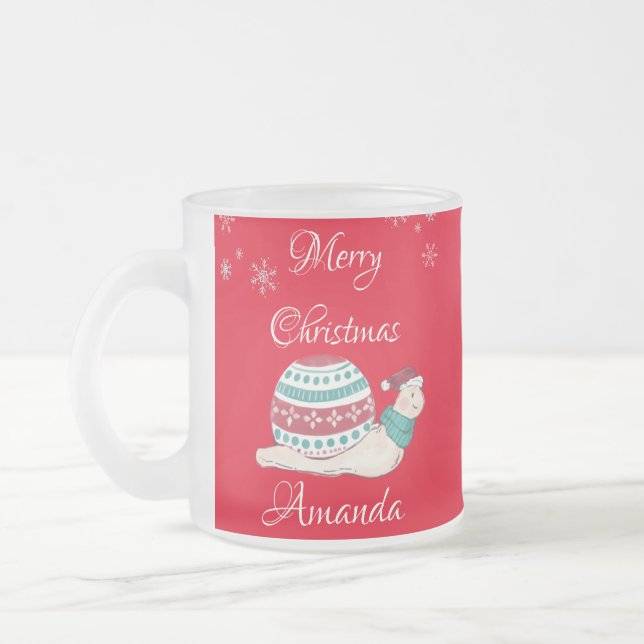 Cute christmas snigel frostad glasmugg (Vänster)