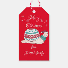 Cute christmas snigel presentetikett