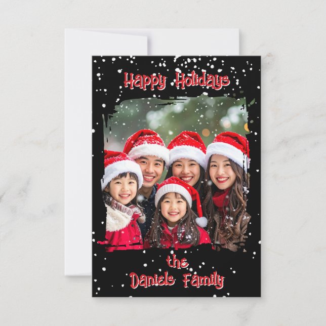 Cute Christmas Snow Family  Photo Card Inbjudningar (Framsida)
