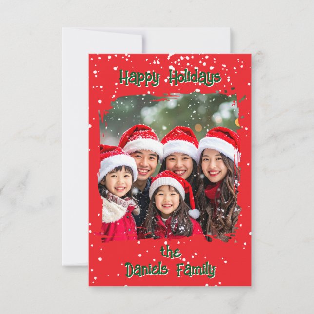 Cute Christmas Snow Family  Photo Card Inbjudningar (Framsida)