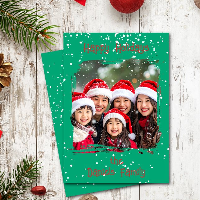 Cute Christmas Snow Family  Photo Card Inbjudningar (Skapare uppladdad)