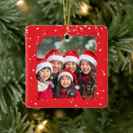 Cute Christmas Snow Family Photo Julgransprydnad Keramik
