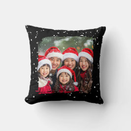 Cute Christmas Snow Family Photo Kudde