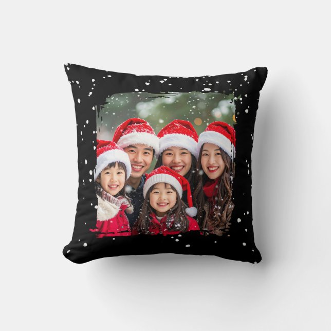 Cute Christmas Snow Family Photo Kudde (Framsida)