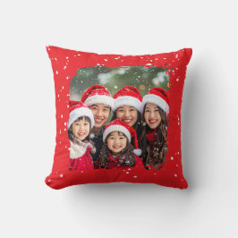 Cute Christmas Snow Family Photo Kudde